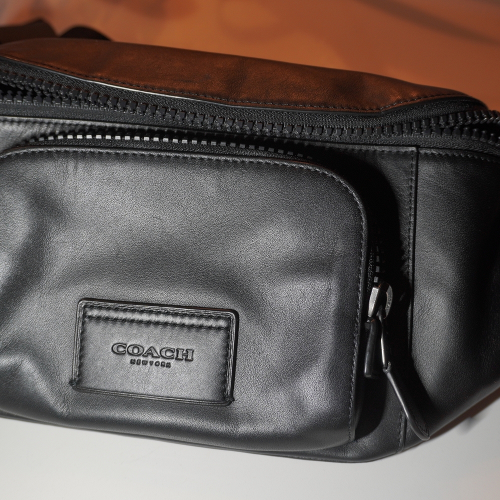 Coach Black Leather Belt Bag for Men